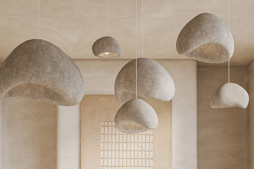 Natural, organic shape lamps hanging